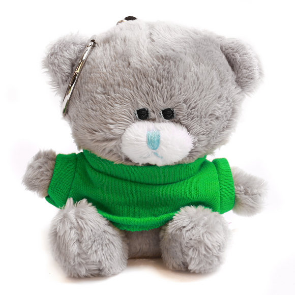 Grey Qbeba Bear keychain with Tee 4"