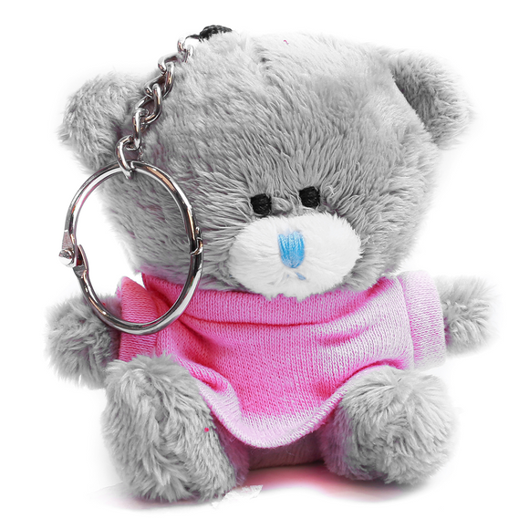 Grey Qbeba Bear keychain with Tee 4"