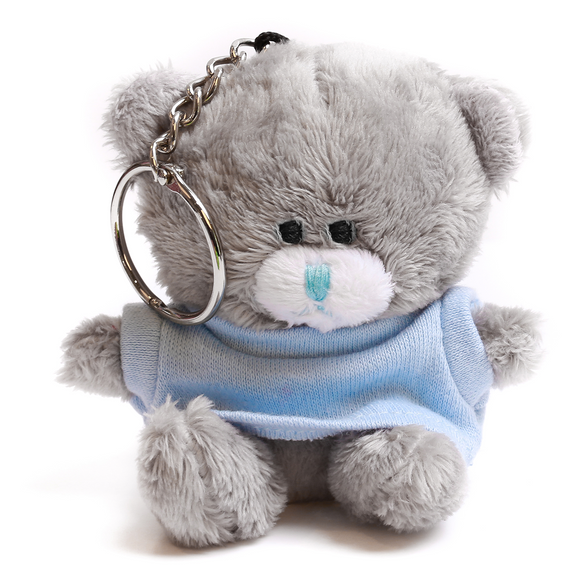 Grey Qbeba Bear keychain with Tee 4"