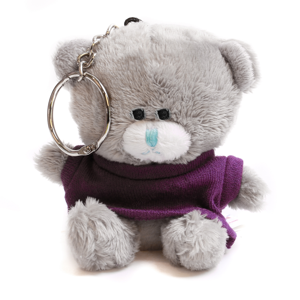 Grey Qbeba Bear keychain with Tee 4"