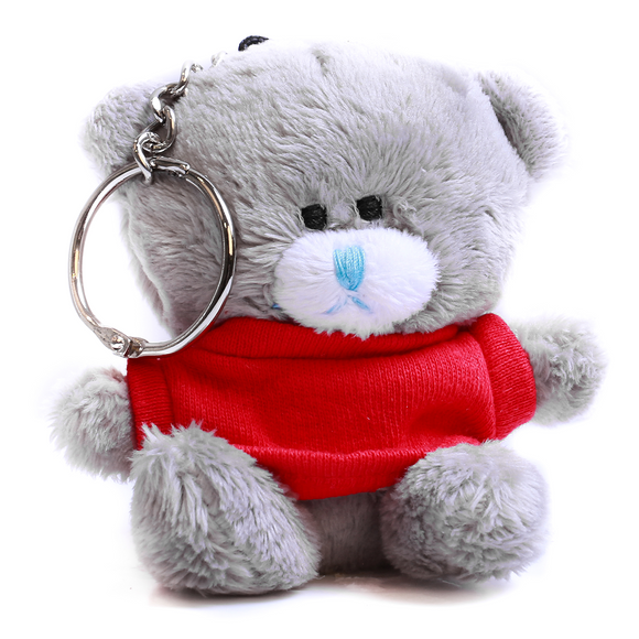 Grey Qbeba Bear keychain with Tee 4"