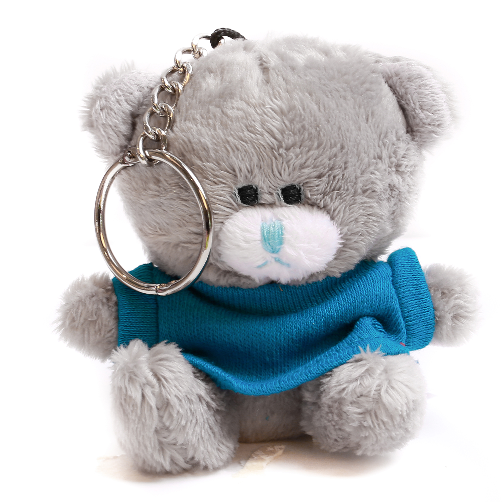 Grey Qbeba Bear keychain with Tee 4"
