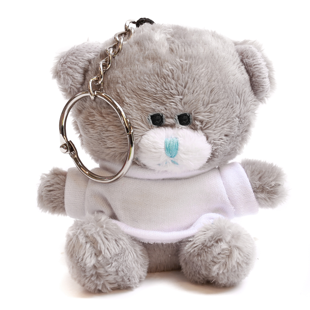 Grey Qbeba Bear keychain with Tee 4"