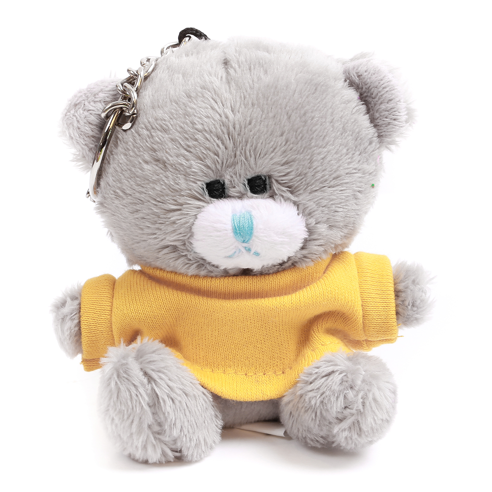 Grey Qbeba Bear keychain with Tee 4"