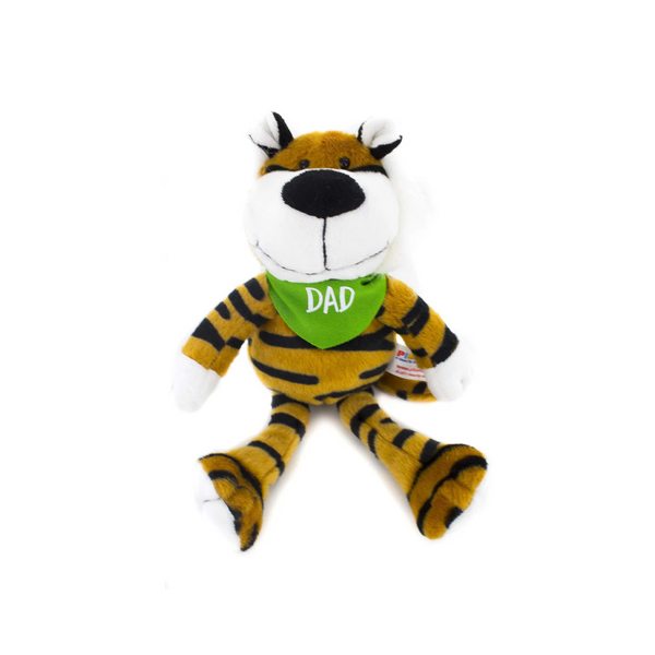 8" Sitting Stuffed Goofy Tiger, Featuring Soft Fur and a Playful, Fun Design by Plushland.