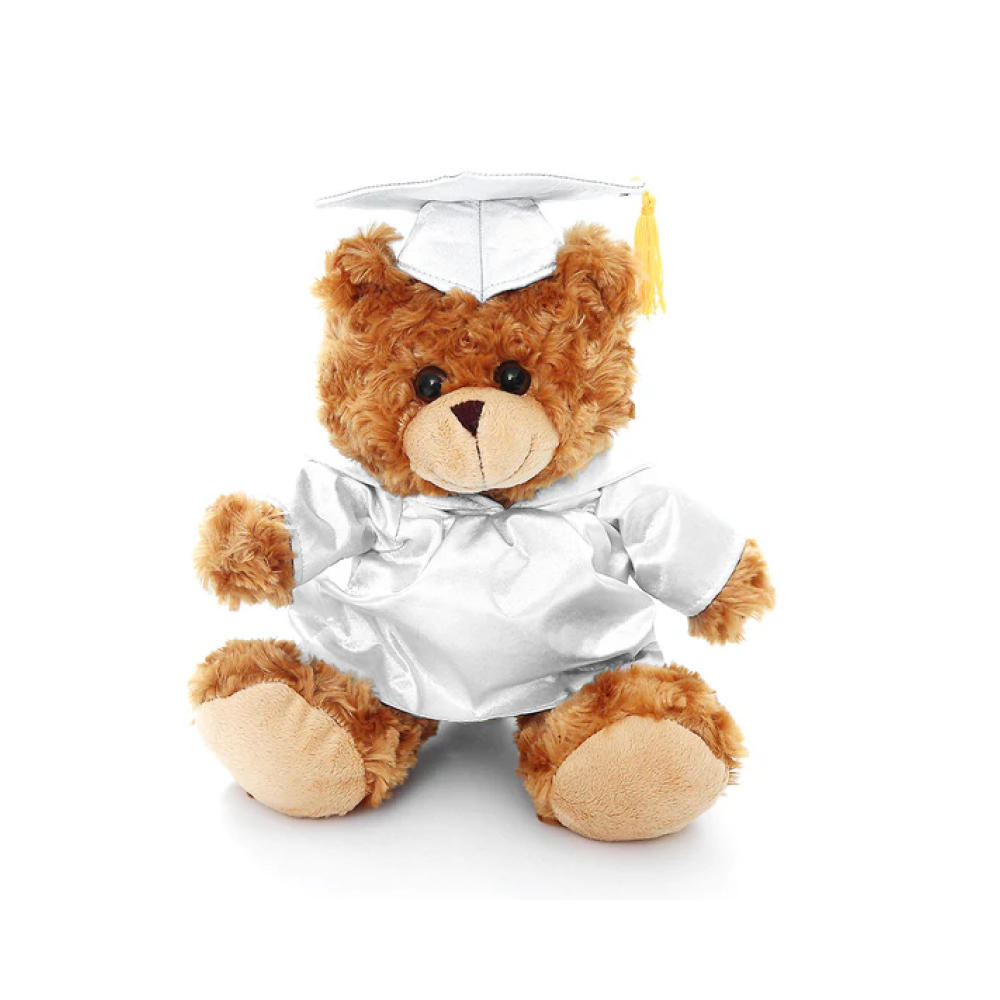 Graduation Mocha Bear with White Gown 11"