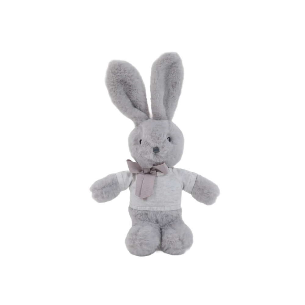 9" Standing Gray Bunny with Shirt, Featuring Soft and an Adorable Outfit by Plushland.






