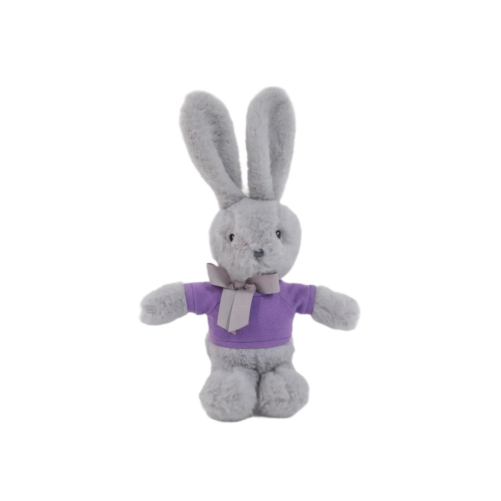 9" Standing Lavender Bunny with Shirt, Featuring Soft and an Adorable Outfit by Plushland.






