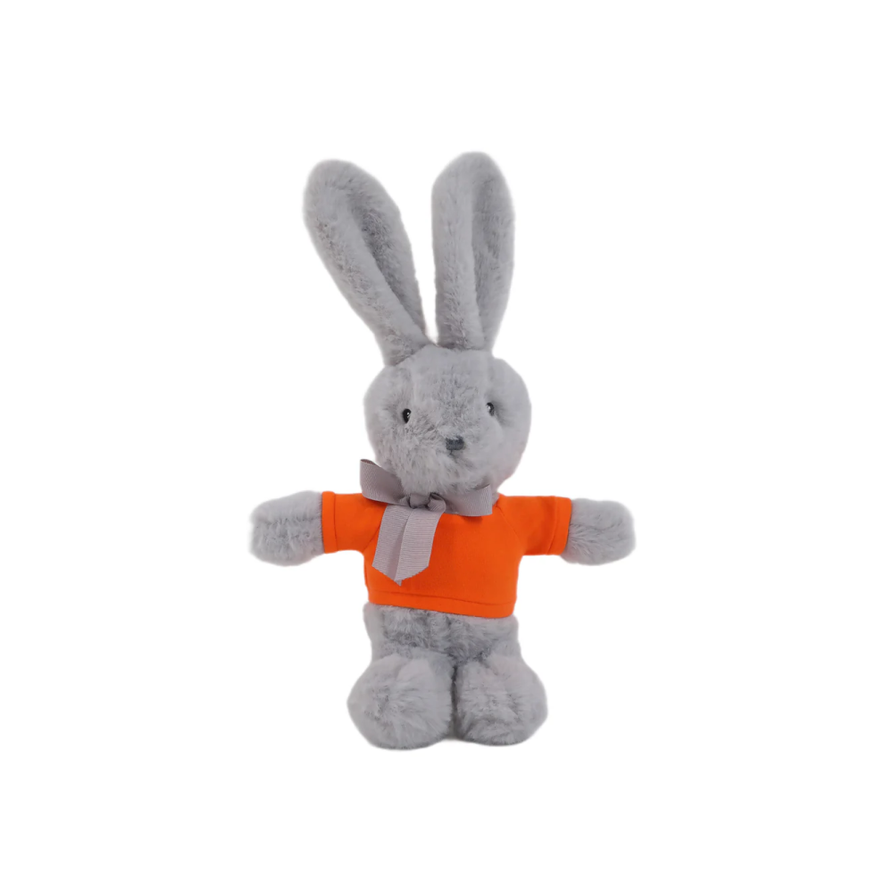 9" Standing Orange Bunny with Shirt, Featuring Soft and an Adorable Outfit by Plushland.






