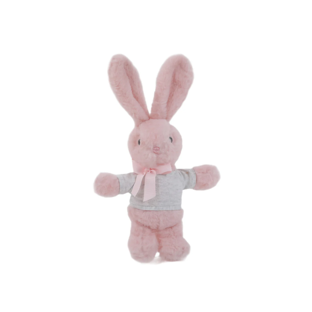 9" Standing Gray Bunny with Custom Shirt, Featuring Soft and an Adorable Outfit by Plushland.






