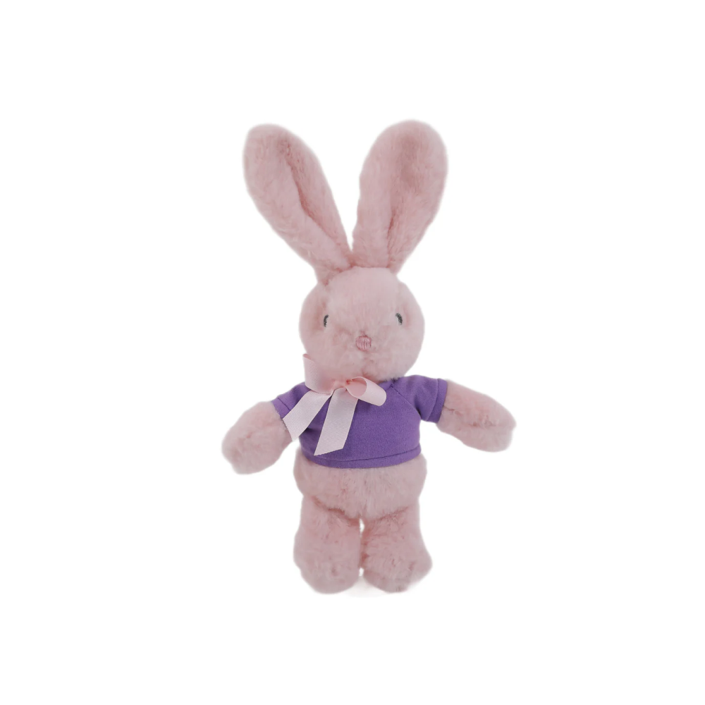 9" Standing Lavender Bunny with Custom Shirt, Featuring Soft and an Adorable Outfit by Plushland.






