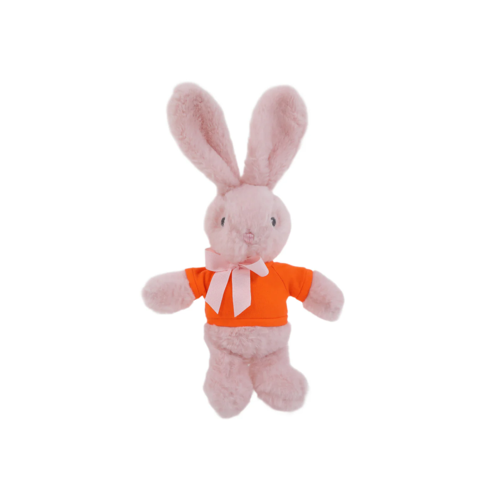 9" Standing Orange Bunny with Custom Shirt, Featuring Soft and an Adorable Outfit by Plushland.






