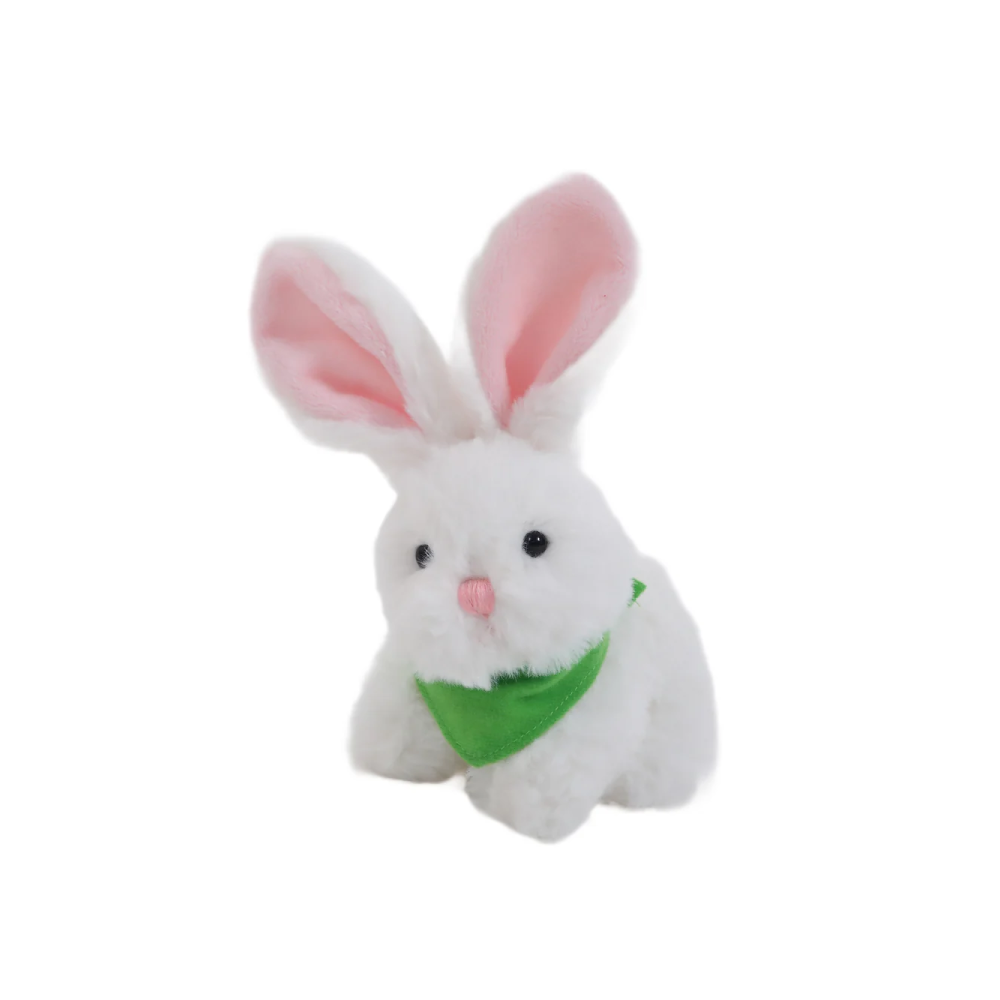 6" Sitting White Bunny with Kelly Bandana, Featuring Soft and a Cute Bandana Detail by Plushland.






