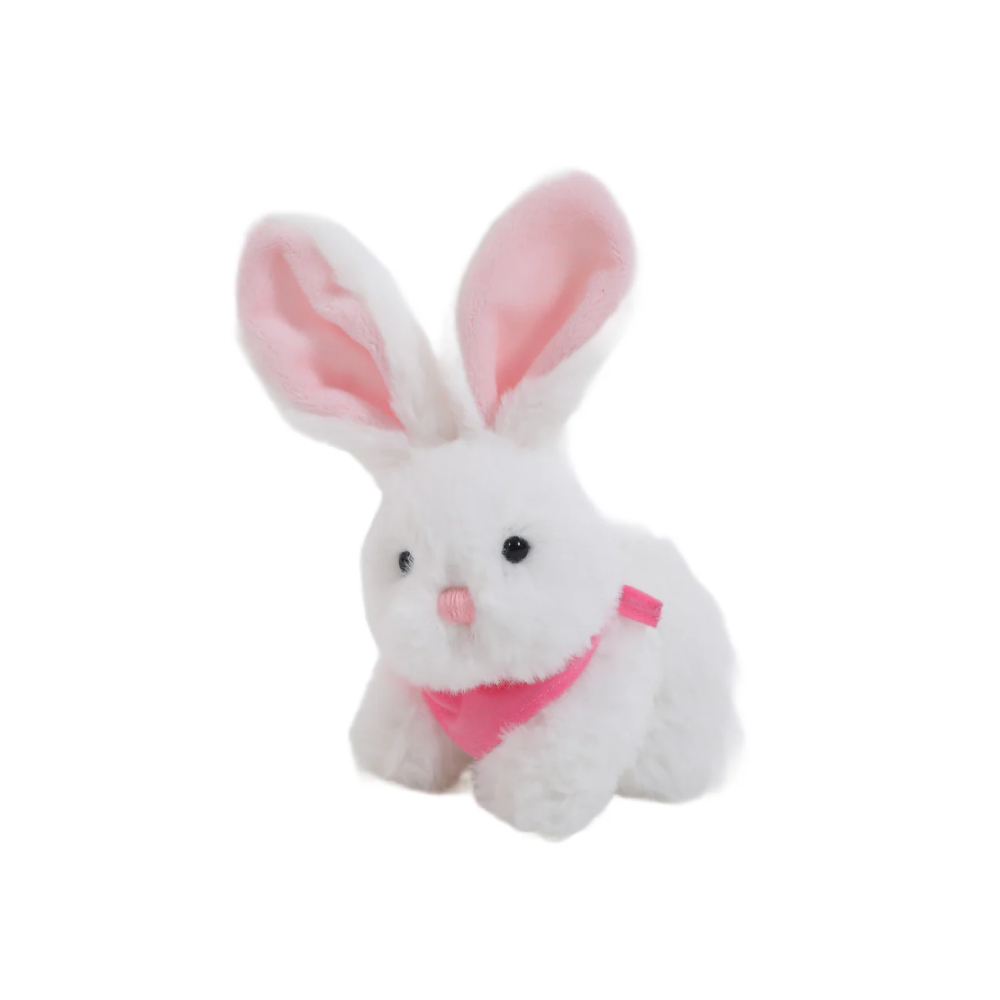 6" Sitting White Bunny with Pink Bandana, Featuring Soft and a Cute Bandana Detail by Plushland.






