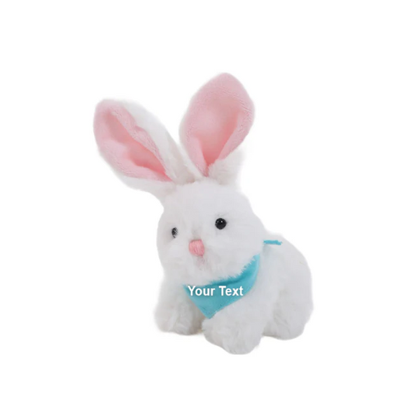 6" Easter White Bunny with Personalized Bandana