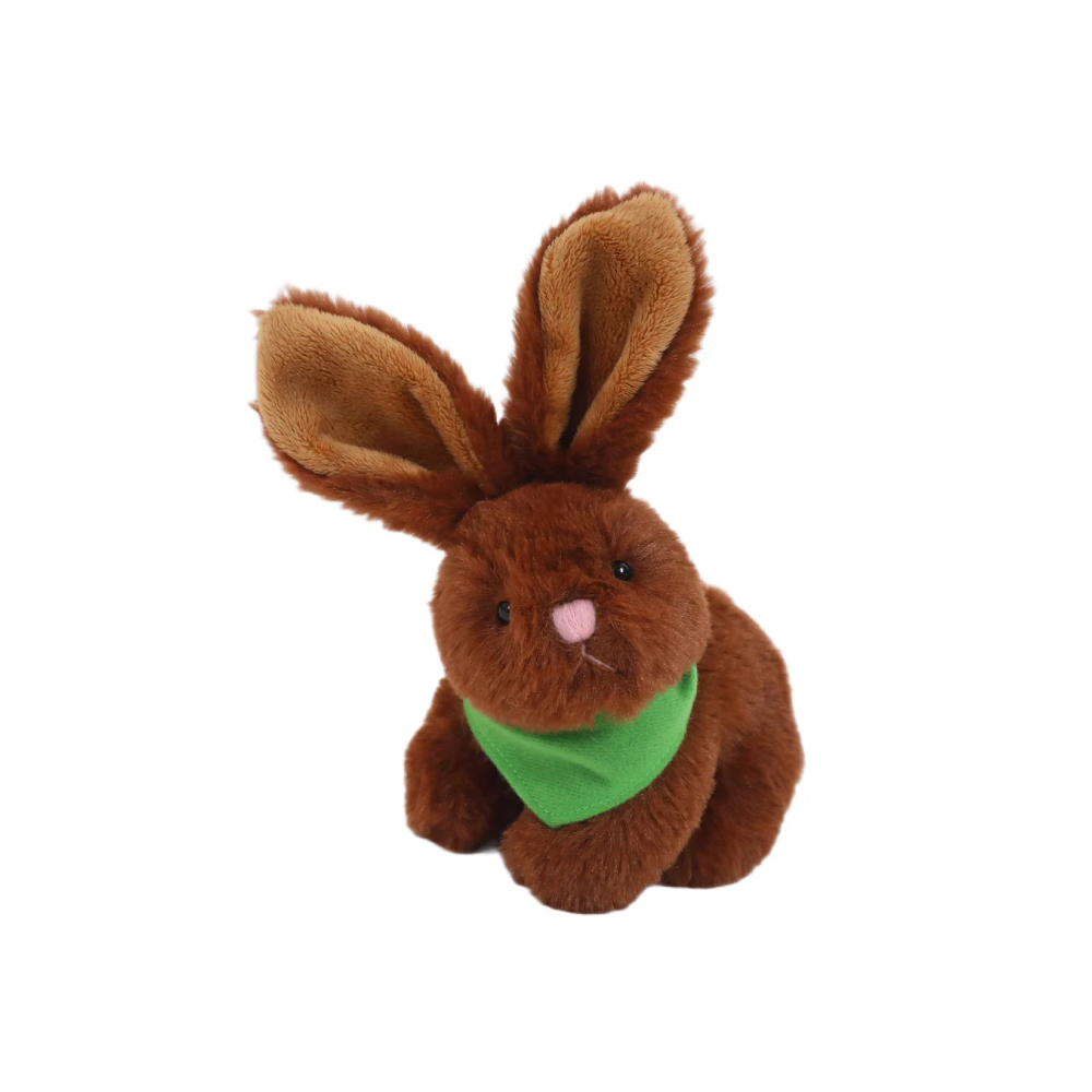 6" Sitting Brown Bunny with Kelly Bandana, Featuring Soft and a Cute Bandana Detail by Plushland.






