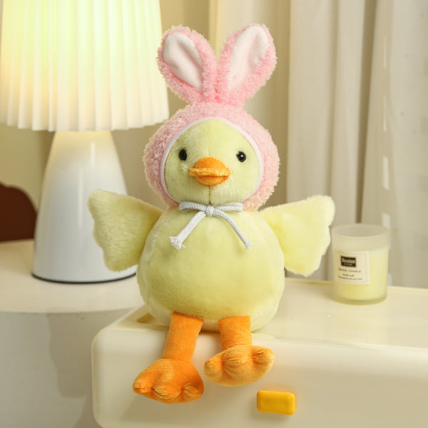 9" Sitting Chick Wanna Be a Bunny, Adorable Bunny Ears, and Sitting on a Cute Base by Plushland.