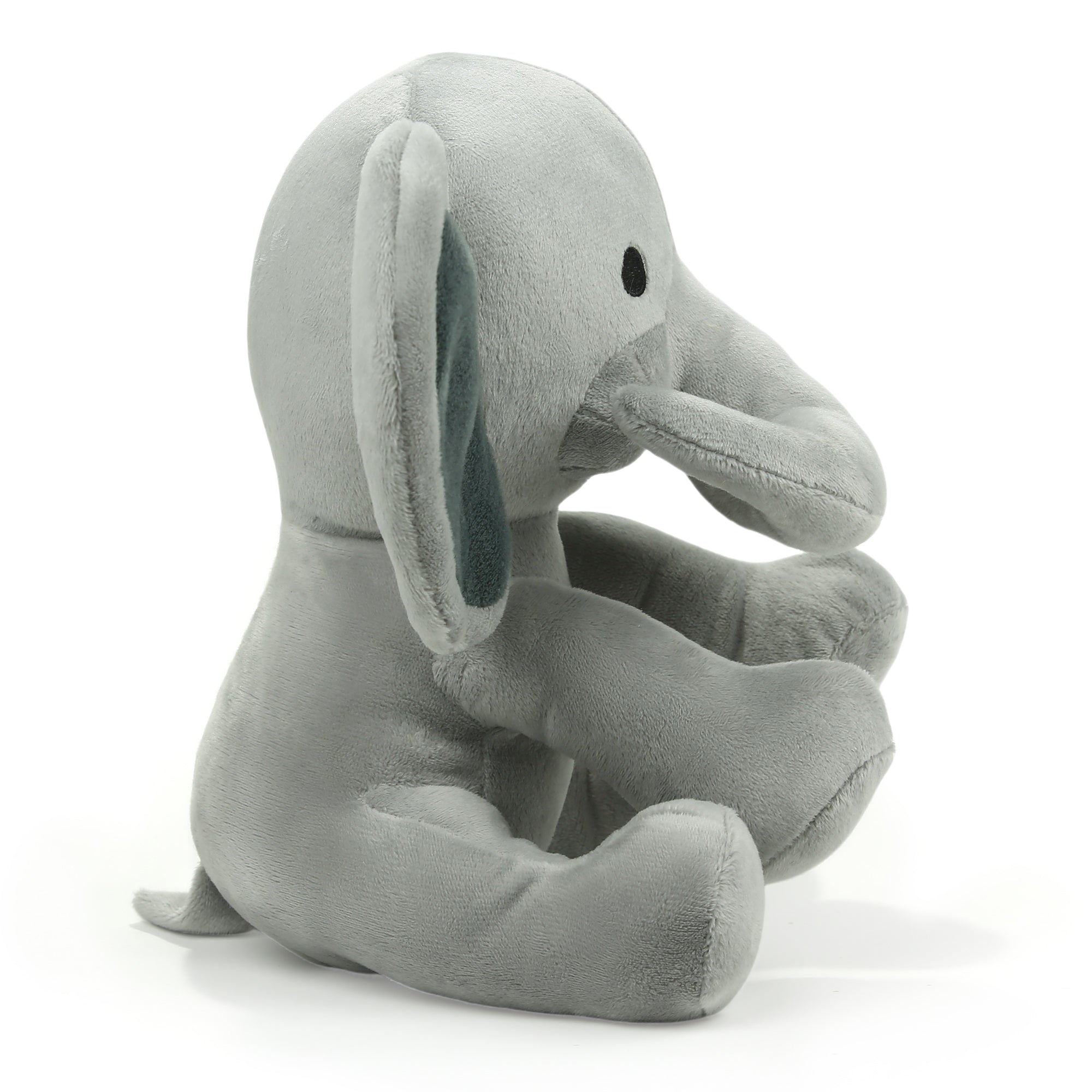 9" Sitting Right Side Soft Plush Gray Elephant, Featuring Adorable Details and Cuddly Fur by Plushland.