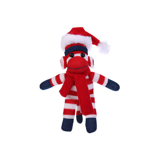 10" Standing Custom Patriotic Sock Monkey, Featuring Soft Fabric and Red Customizable Design by Plushland.