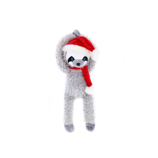 12" Standing Xmas Sloth Plush Toy, Featuring a Festive Holiday Design With Soft Fabric and Hand Up by Plushland.