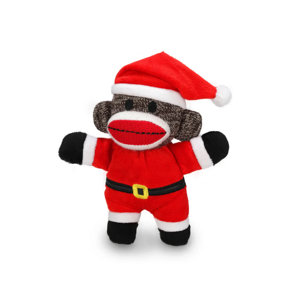 8" Standing Xmas Sockiez Santa Plush Toy, Featuring a Festive Holiday Design With Soft Fabric by Plushland.