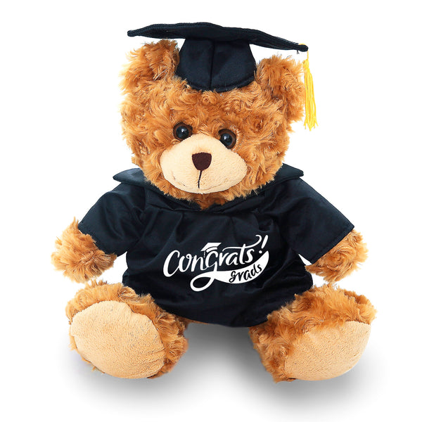 Graduation Mocha Bear Black Congrats Grads 12"