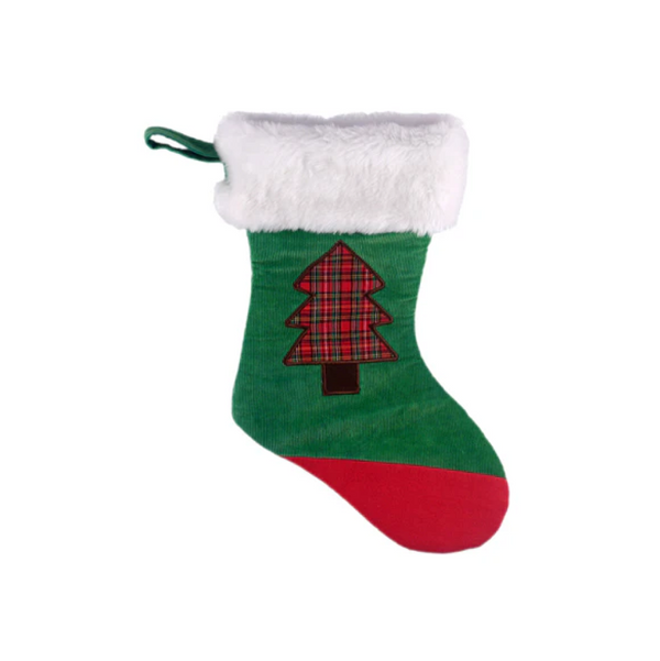 16" Xmas Stocking in Green, Featuring a Classic Holiday Design With Soft Fabric by Plushland.