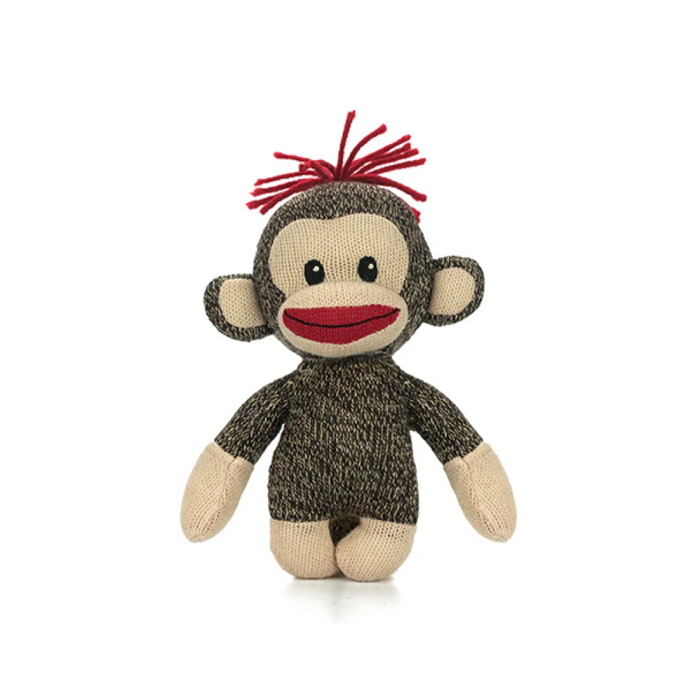 6" Standing Curioso Sock Monkey Plush Toy, A Playful Sock Monkey With Classic Knitted Features by Plushland.