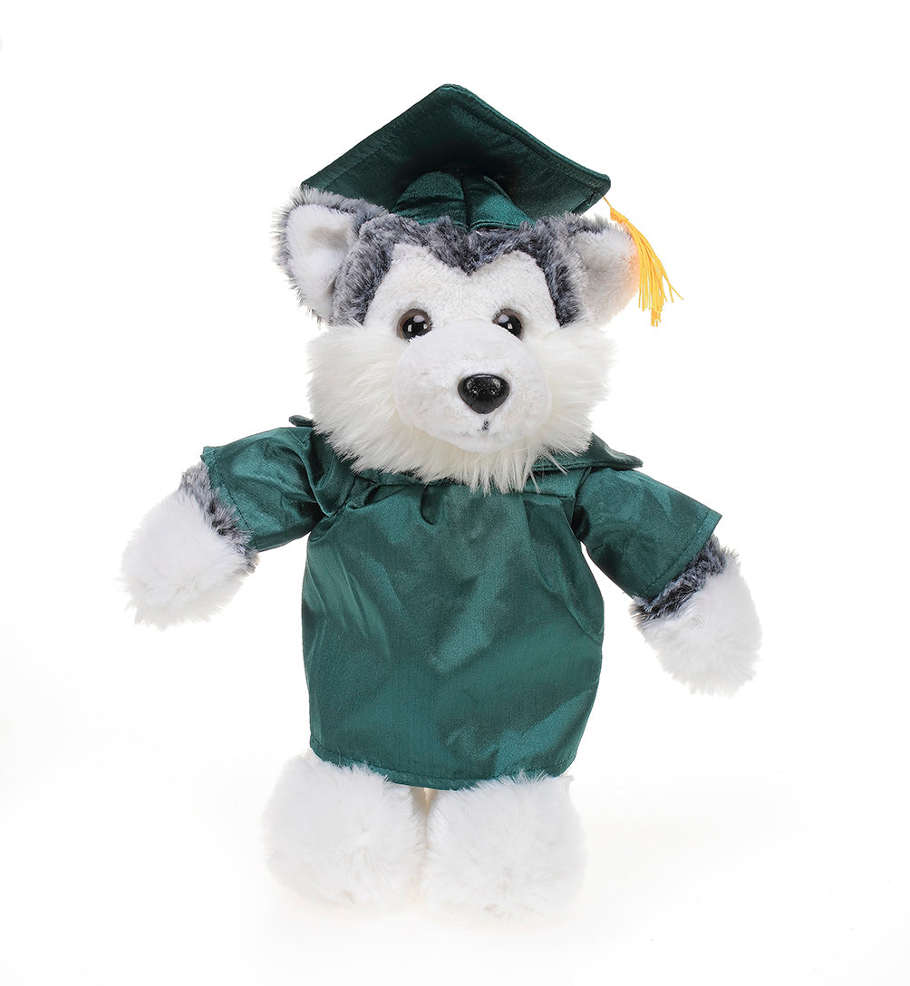 Graduation Stuffed Animal Husky 8"