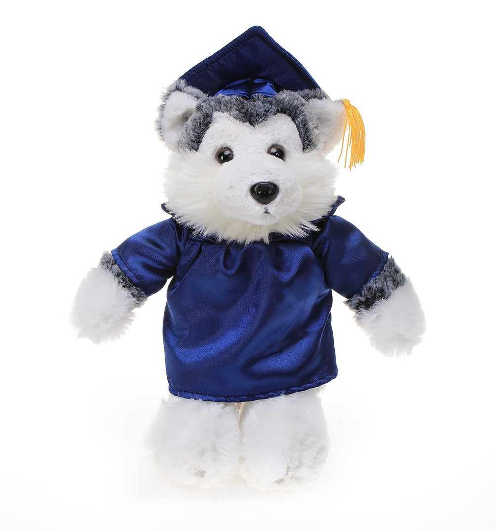 Graduation Stuffed Animal Husky 8"