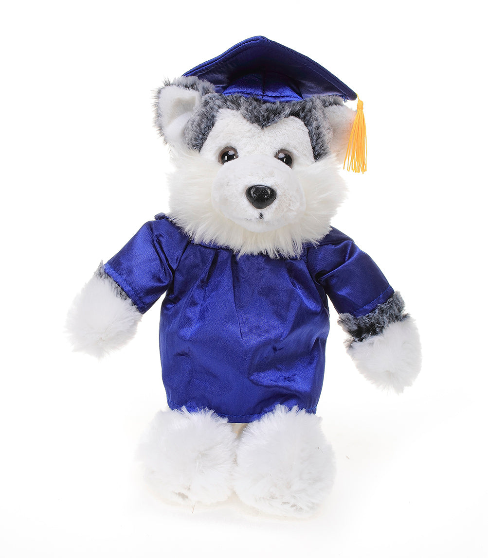 Graduation Stuffed Animal Husky 8"