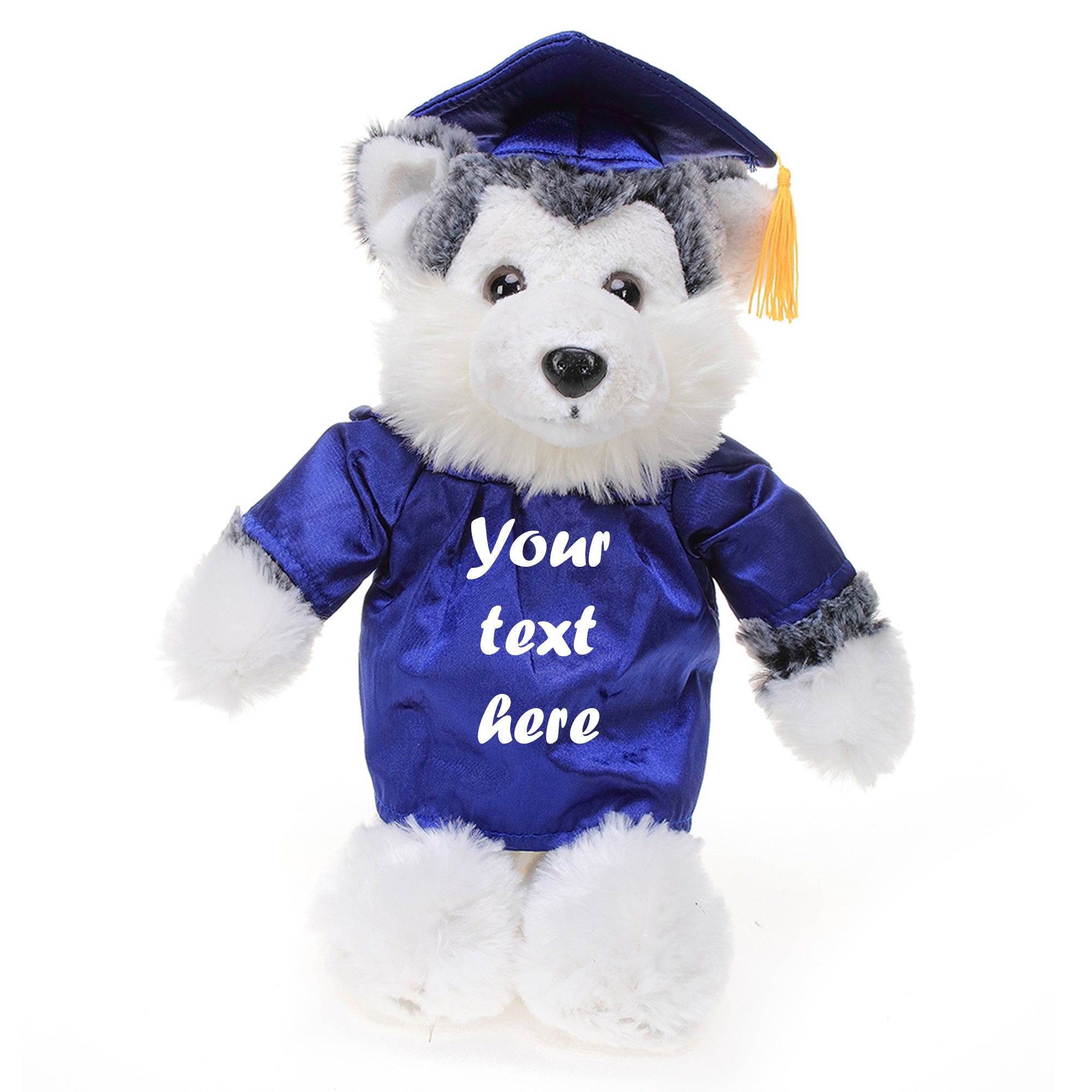 Graduation Stuffed Animal Husky 8"