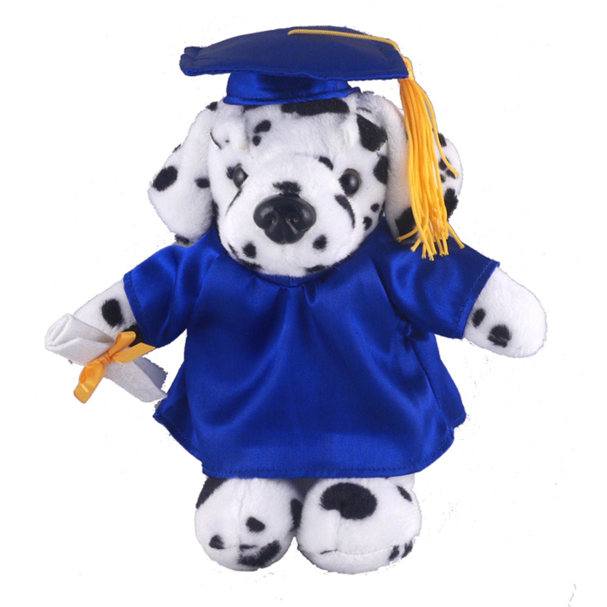 8" Graduation Dalmation Dog Plush Stuffed Animal Toys with Cap and Personalized Gown