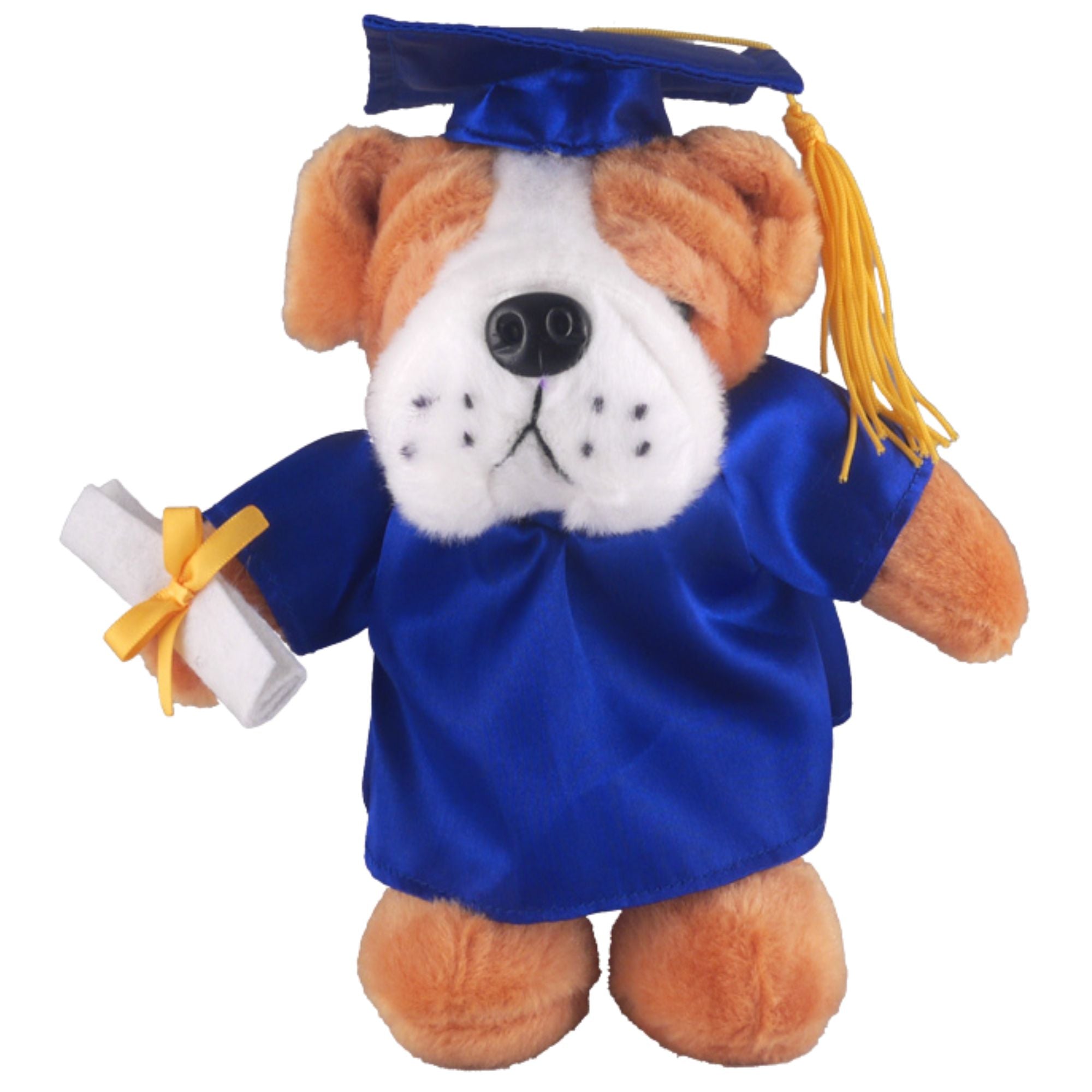 8" Graduation Bulldog Plush Stuffed Animal Toys with Cap and Personalized Gown