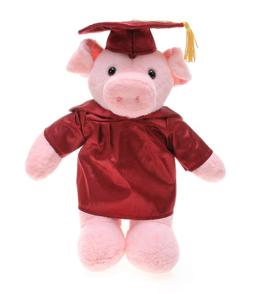 Graduation Stuffed Animal Pig 8"