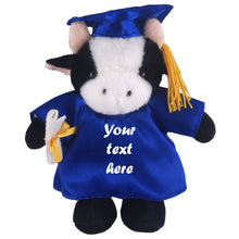 8'' Graduation Cow Plush Stuffed Animal Toys with Cap and Personalized Gown