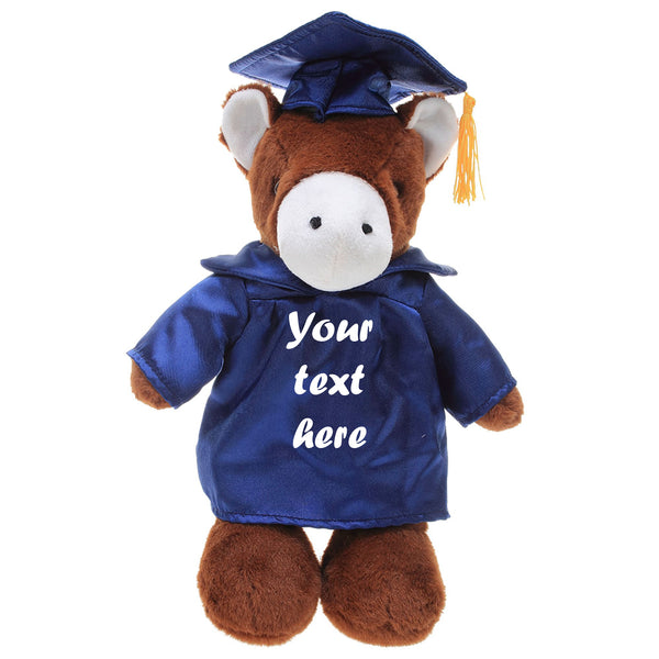 8'' Graduation Horse Plush Stuffed Animal Toys with Cap and Personalized Gown