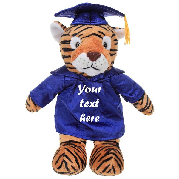 8'' Graduation Tiger Plush Stuffed Animal Toys with Cap and Personalized Gown