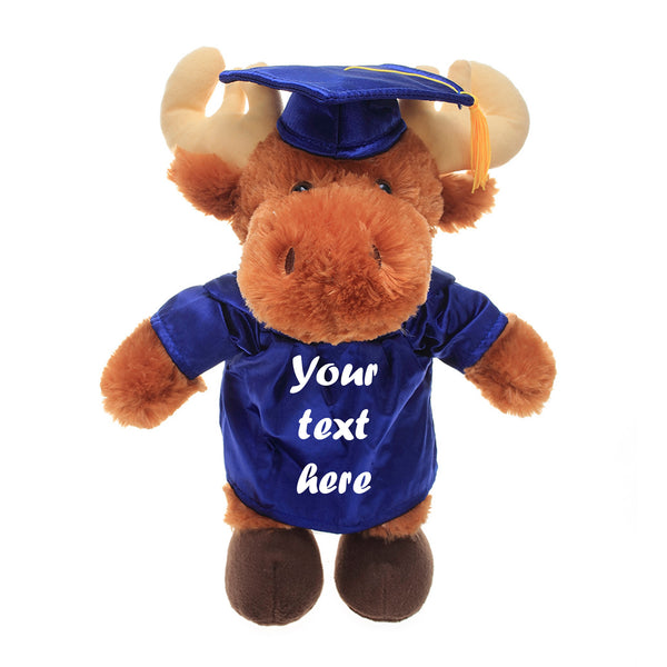 8'' Graduation Moose Plush Stuffed Animal Toys with Cap and Personalized Gown
