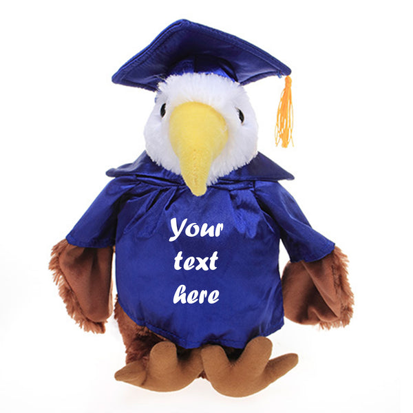 12" Graduation Eagle Plush Stuffed Animal Toys with Cap and Personalized Gown