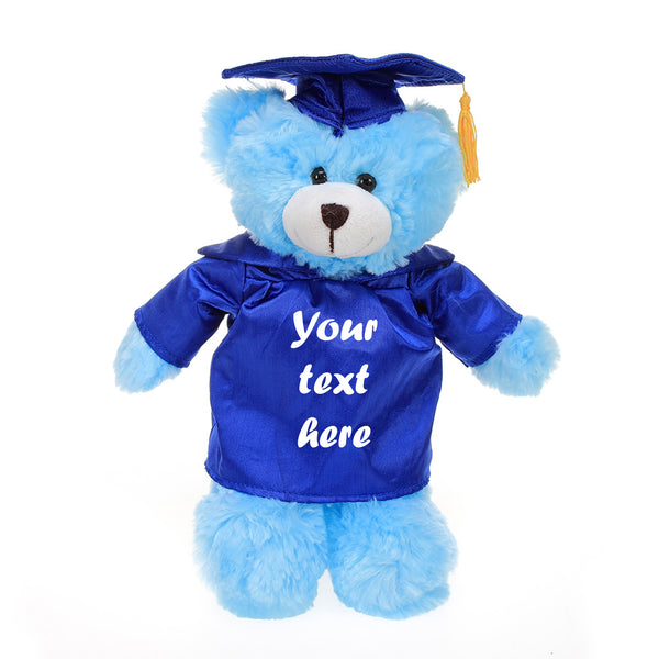 12'' Graduation Blue Bear Plush Stuffed Animal Toys with Cap and Personalized Gown 12''
