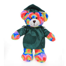 12'' Graduation Tie Dye Bear Plush Stuffed Animal Toys with Cap and Personalized Gown 12''