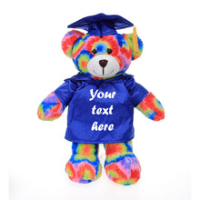 12'' Graduation Tie Dye Bear Plush Stuffed Animal Toys with Cap and Personalized Gown 12''