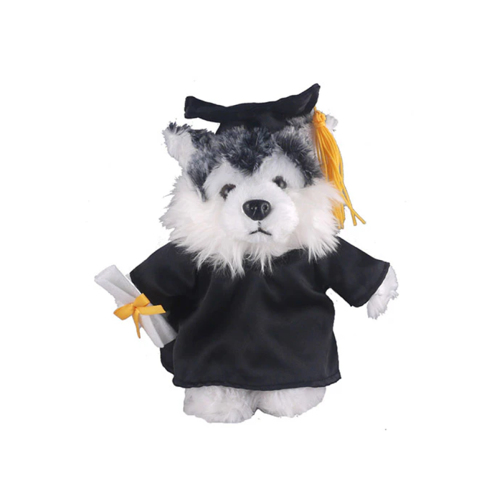 Graduation Stuffed Animal Husky 12"