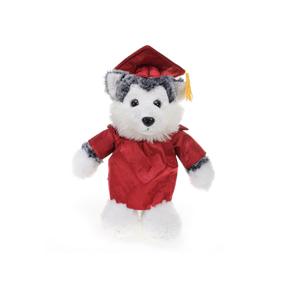 Graduation Stuffed Animal Husky 12"