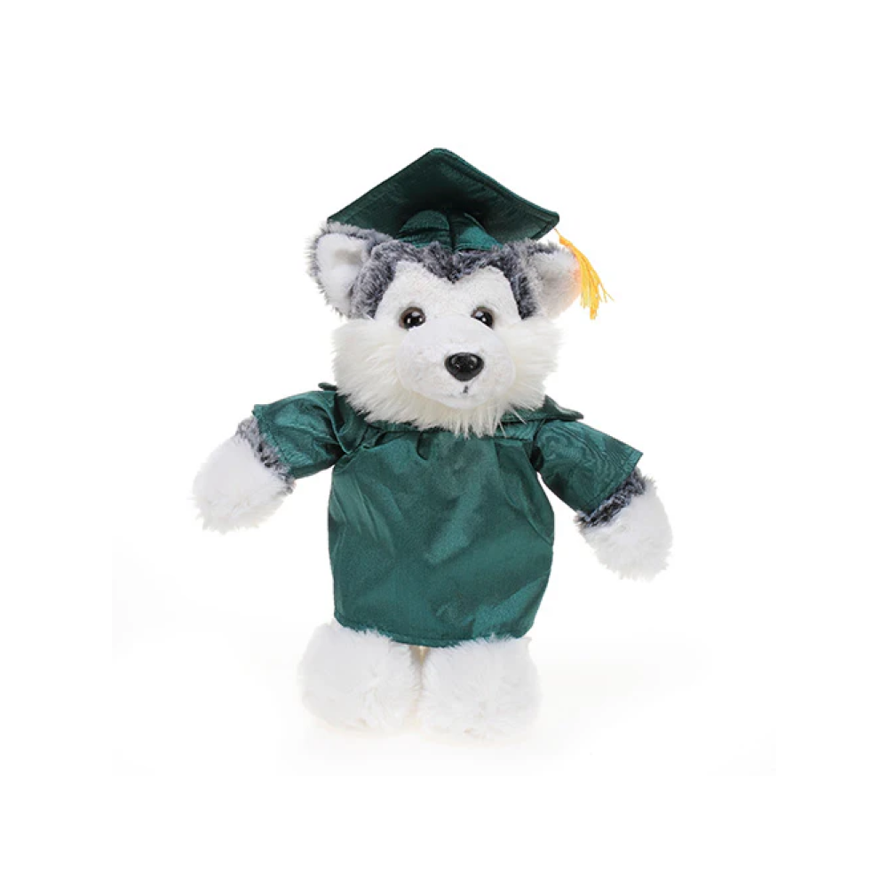 Graduation Stuffed Animal Husky 12"