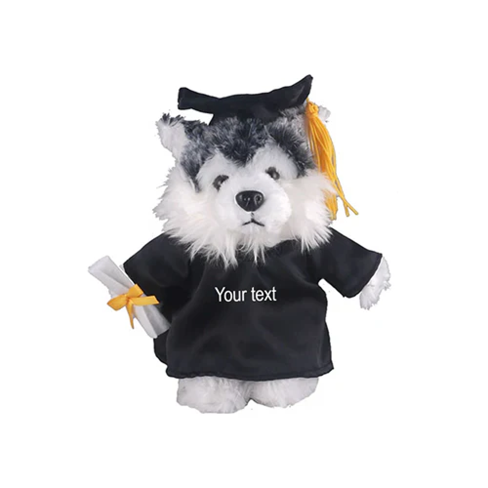 Graduation Stuffed Animal Husky 12"