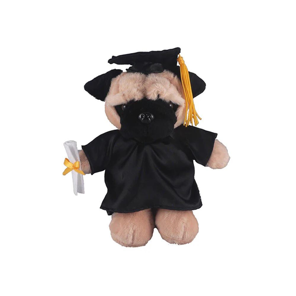 Graduation Stuffed Animal Pug 12"