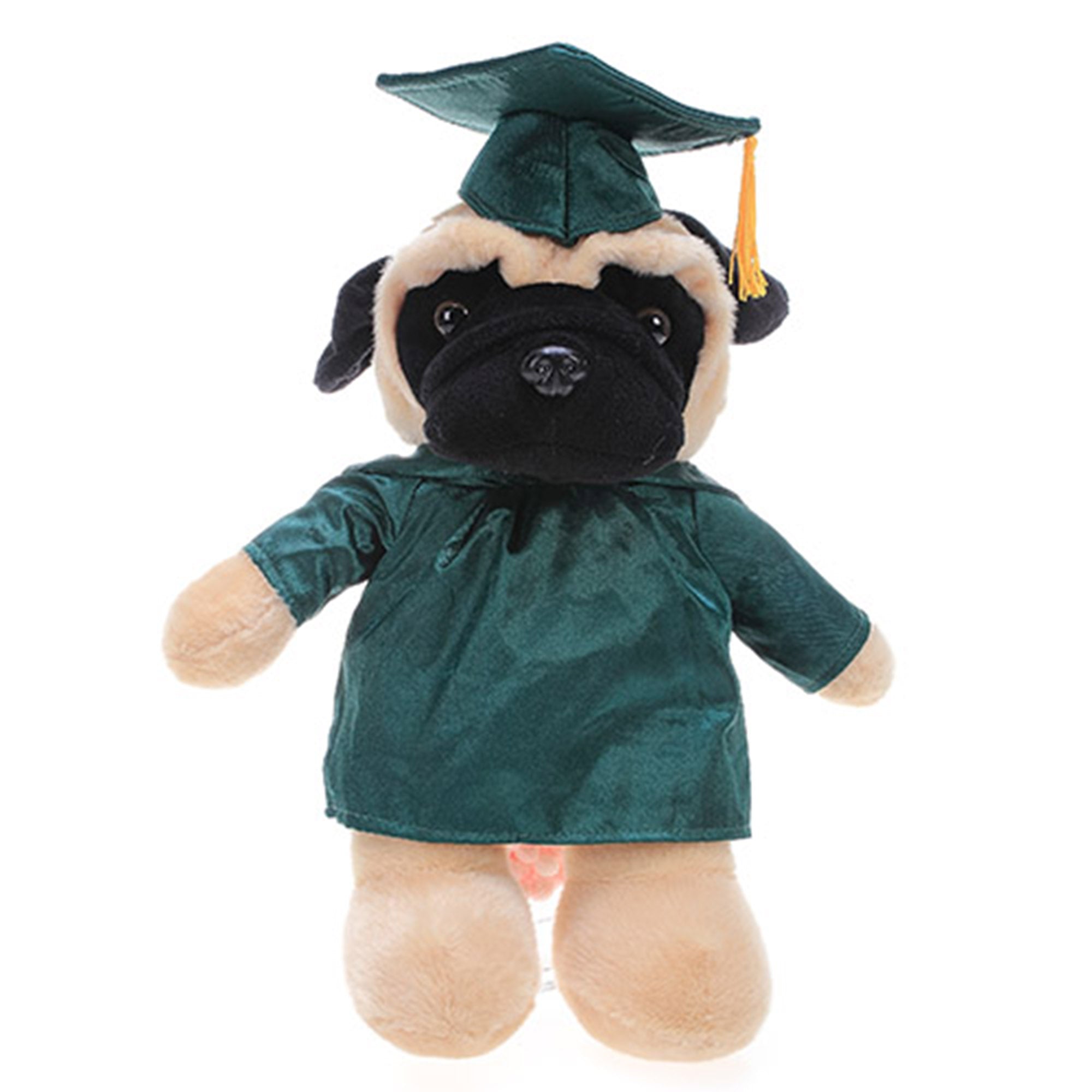 12" Graduation Pug Plush Stuffed Animal Toys with Cap and Personalized Gown