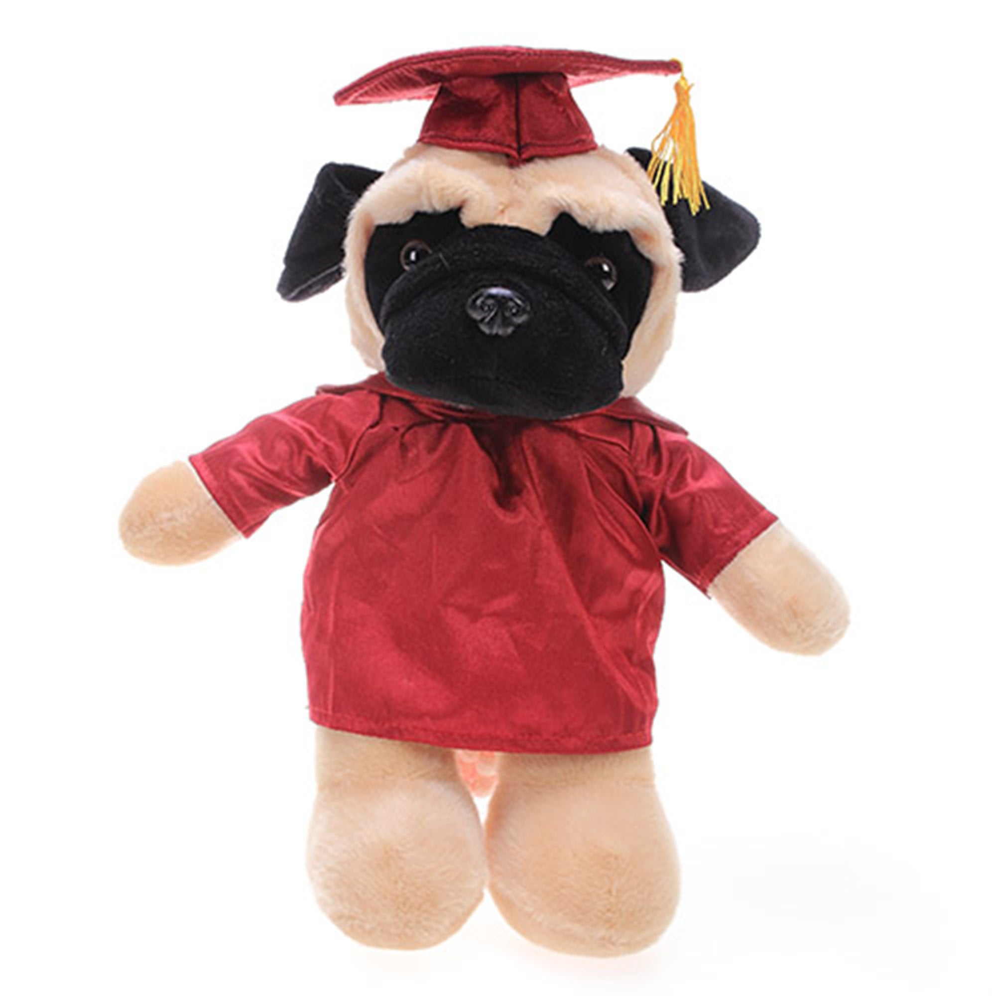 12" Graduation Pug Plush Stuffed Animal Toys with Cap and Personalized Gown